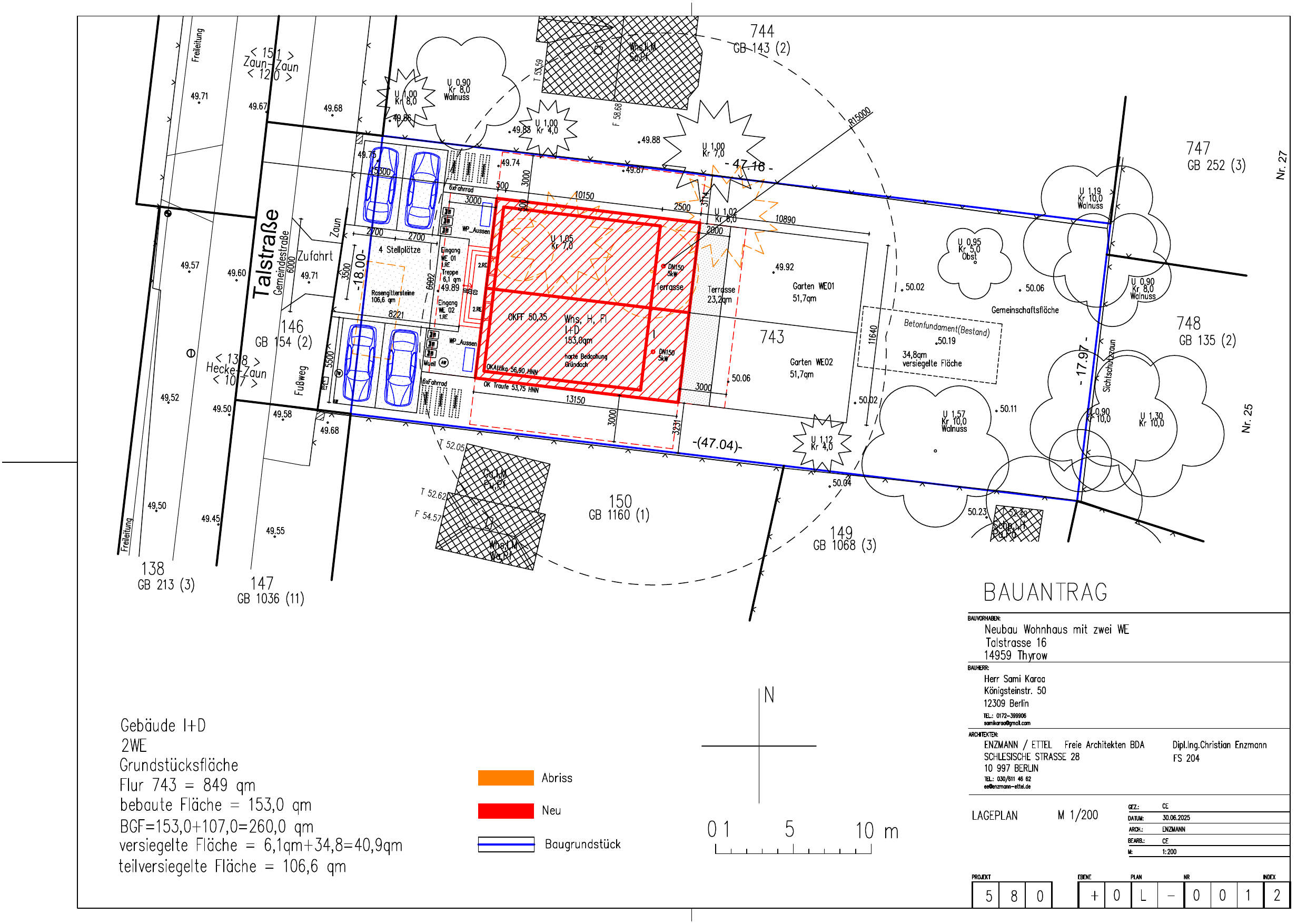 Genehmigter Lageplan des Projekts Thyrow