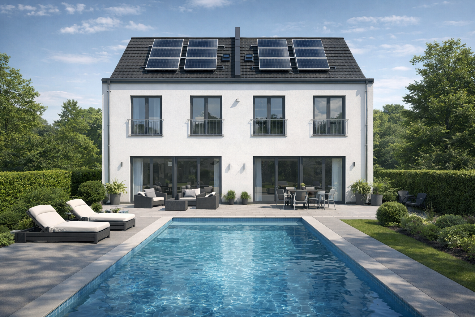 Beispielbild der rückwärtigen Gartenansicht des Projekts in Thyrow